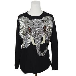 Oleg‎ Cassini Sequin 
Lambswool Angora Sweater SZ M vintage beaded maximalist